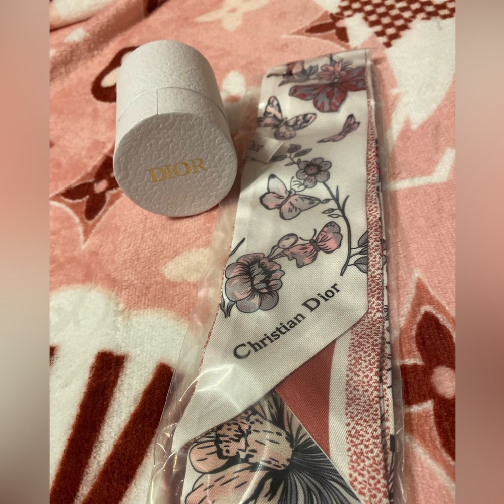 Dior Rose Butterly twilly New in box